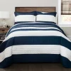 Quilts-Kirkland's Home Navy Stripe 3-Pc. Full/Queen Quilt Set Blue/White
