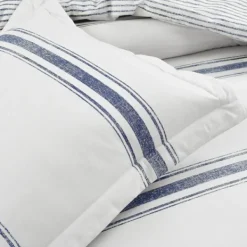Comforters-Kirkland's Home Navy Stripe 3-Pc. King Comforter Set White/Blue