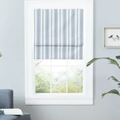 Curtains & Drapes-Kirkland's Home Navy Stripe Ricci Blackout Curtain Shade, 23 In. Blue