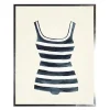 Framed Art-Kirkland's Home Navy Striped Bathing Suit Framed Art Print Blue/White