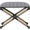 Benches & Ottomans-Kirkland's Home Navy Striped Seat And Black Metal Ottoman Blue/Ivory