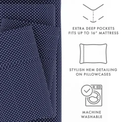 Bed Sheets-Kirkland's Home Navy Tiny Hearts 3-Pc. Twin Sheet Set Blue