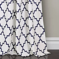 Curtains & Drapes-Kirkland's Home Navy Trellis Darkening Curtain Panel Set, 108 In. Blue/White