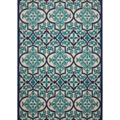 Outdoor Rugs-Kirkland's Home Navy Trellis Outdoor Area Rug, 5X7 Blue