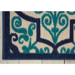 Outdoor Rugs-Kirkland's Home Navy Trellis Outdoor Area Rug, 7X10 Tan/Black/Blue