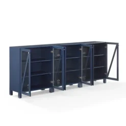 Tv Stands & Media Consoles-Kirkland's Home Navy Triangle 6-Door Wood Media Cabinet Blue