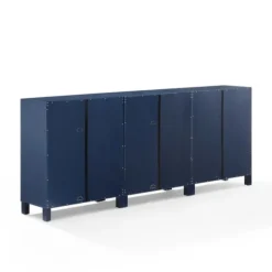 Tv Stands & Media Consoles-Kirkland's Home Navy Triangle 6-Door Wood Media Cabinet Blue