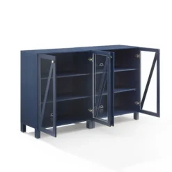 Tv Stands & Media Consoles-Kirkland's Home Navy Triangle 4-Door Wood Media Cabinet Blue