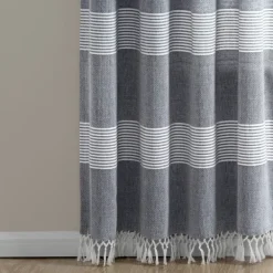 Curtains & Drapes-Kirkland's Home Navy Tucker Stripe Curtain Panel Set, 84 In. Blue