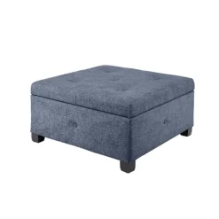 Benches & Ottomans-Kirkland's Home Navy Tufted Square Storage Ottoman Blue