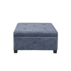 Benches & Ottomans-Kirkland's Home Navy Tufted Square Storage Ottoman Blue