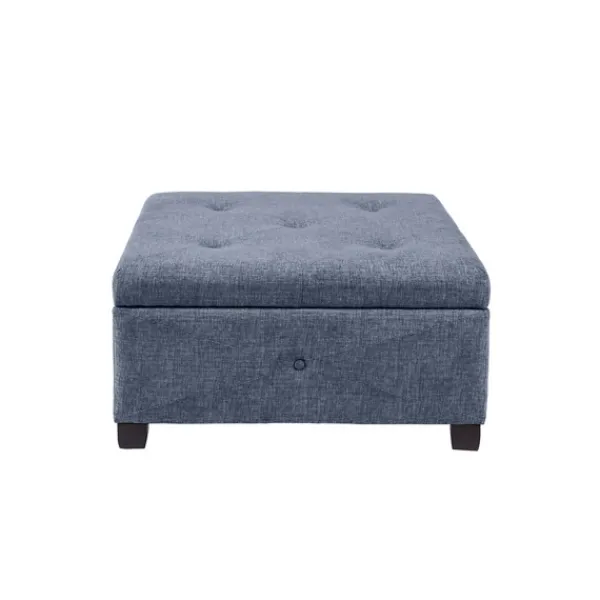Benches & Ottomans-Kirkland's Home Navy Tufted Square Storage Ottoman Blue