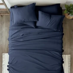Bed Sheets-Kirkland's Home Navy Ultra Soft 6-Pc. Queen Sheet Set Blue