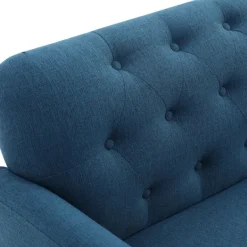 Sofas & Loveseats-Kirkland's Home Navy Upholstered Button Tufted Loveseat Blue
