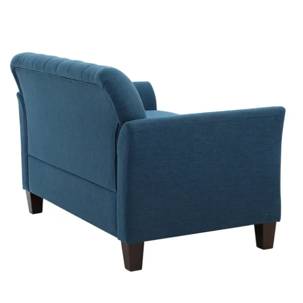 Sofas & Loveseats-Kirkland's Home Navy Upholstered Button Tufted Loveseat Blue