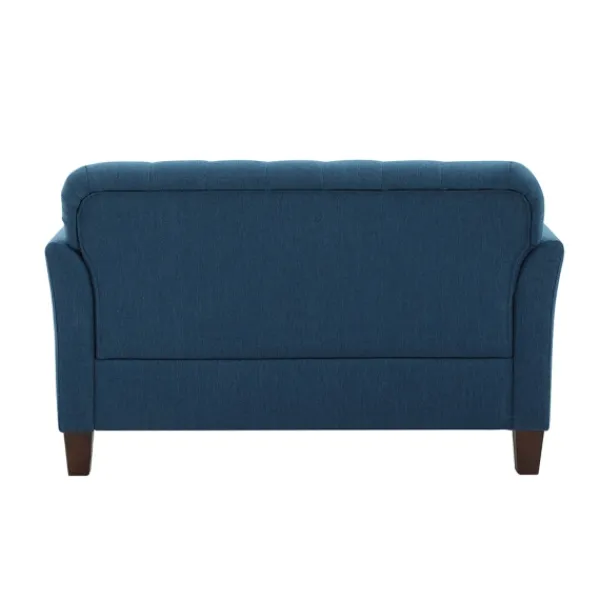 Sofas & Loveseats-Kirkland's Home Navy Upholstered Button Tufted Loveseat Blue