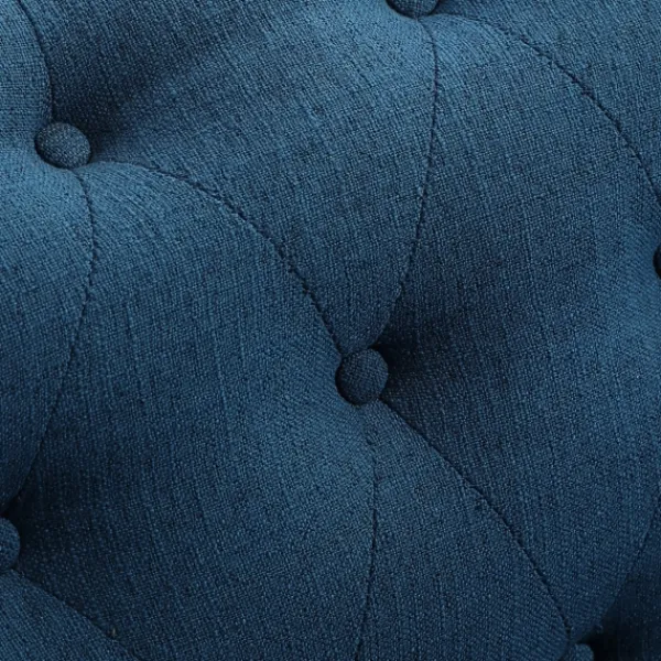 Sofas & Loveseats-Kirkland's Home Navy Upholstered Button Tufted Loveseat Blue