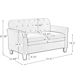 Sofas & Loveseats-Kirkland's Home Navy Upholstered Button Tufted Loveseat Blue