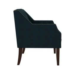 Accent Chairs-Kirkland's Home Navy Upholstered Button Tufted Accent Chair Blue