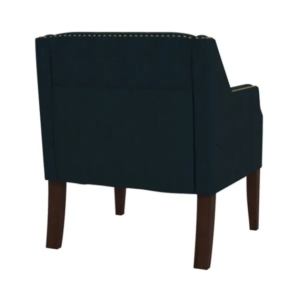 Accent Chairs-Kirkland's Home Navy Upholstered Button Tufted Accent Chair Blue
