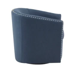 Accent Chairs-Kirkland's Home Navy Upholstered Nailhead Swivel Accent Chair Blue