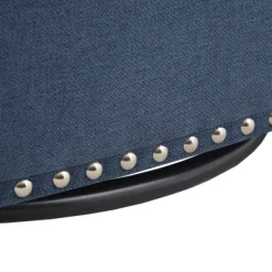 Accent Chairs-Kirkland's Home Navy Upholstered Nailhead Swivel Accent Chair Blue