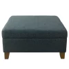 Benches & Ottomans-Kirkland's Home Navy Upholstered Square Storage Ottoman Blue