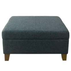 Benches & Ottomans-Kirkland's Home Navy Upholstered Square Storage Ottoman Blue