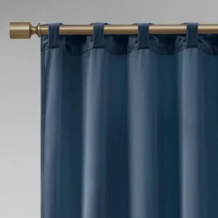 Curtains & Drapes-Kirkland's Home Navy Velvet Greta Curtain Panel Set, 95 In. Blue