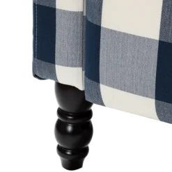 Accent Chairs-Kirkland's Home Navy Windowpane Plaid Recliner Blue/White