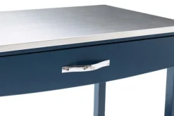 Kitchen Islands & Bar Carts-Kirkland's Home Navy Wood And Stainless Steel Top Kitchen Cart Blue
