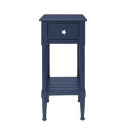 Accent & End Tables-Kirkland's Home Navy Wood Coastal Compact Accent Table Blue