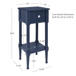Accent & End Tables-Kirkland's Home Navy Wood Coastal Compact Accent Table Blue
