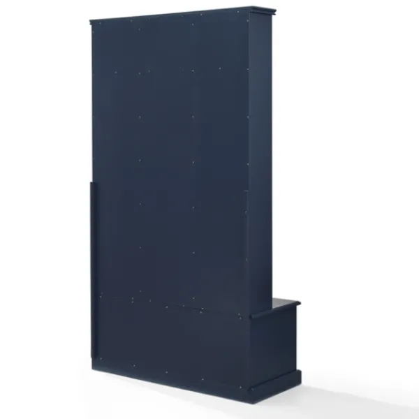 Entryway Furniture-Kirkland's Home Navy Wood Storage Bench Hall Tree Blue