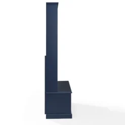 Entryway Furniture-Kirkland's Home Navy Wood Storage Bench Hall Tree Blue