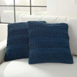 Pillows-Kirkland's Home Navy Woven Stripes Throw Pillows, Set Of 2 Blue