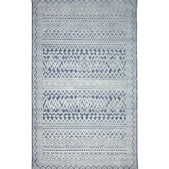 Outdoor Rugs-Kirkland's Home Navy Zig-Zag Ezra Indoor/Outdoor Area Rug, 4X7 Blue/White
