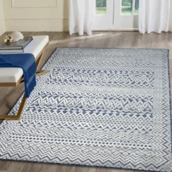 Outdoor Rugs-Kirkland's Home Navy Zig-Zag Ezra Indoor/Outdoor Area Rug, 4X7 Blue/White