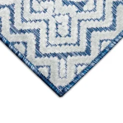 Outdoor Rugs-Kirkland's Home Navy Zig-Zag Ezra Indoor/Outdoor Area Rug, 4X7 Blue/White