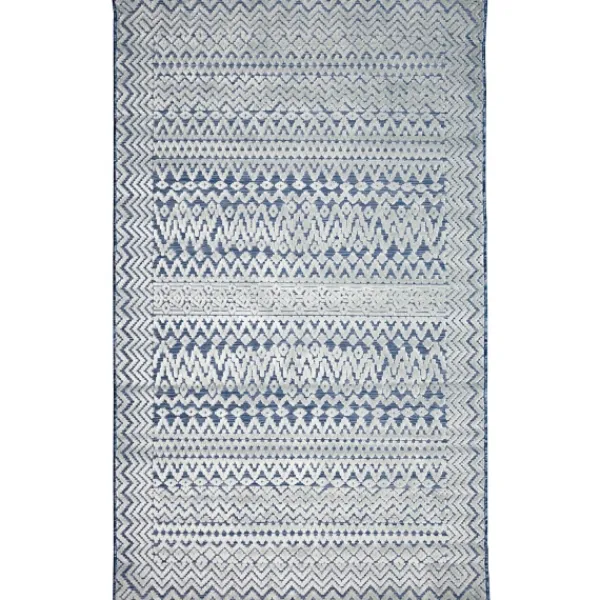 Outdoor Rugs-Kirkland's Home Navy Zig-Zag Ezra Indoor/Outdoor Area Rug, 7X9 Blue/White