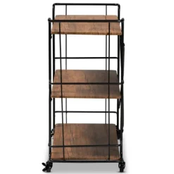 Kitchen Islands & Bar Carts-Kirkland's Home Nellie Walnut 3-Tier Mobile Bar Cart