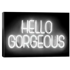 Wall Quotes & Signs-Kirkland's Home Neon Hello Gorgeous Canvas Art Print Black