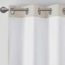 Curtains & Drapes-Kirkland's Home Neutral Basketweave Curtain Panel Set, 84 In. Tan