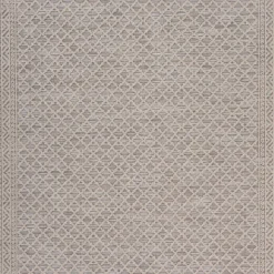 Outdoor Rugs-Kirkland's Home Neutral Bordered Lattice Outdoor Area Rug, 5X7 Gray