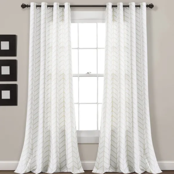 Curtains & Drapes-Kirkland's Home Neutral Chevron 2-Pc. Curtain Panel Set, 84 In. Tan