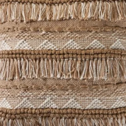 Pillows-Kirkland's Home Neutral Embroidered Fringe Accent Pillow Brown