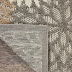 Outdoor Rugs-Kirkland's Home Neutral Floral Burst Outdoor Area Rug, 7X10 Tan/Gray/White