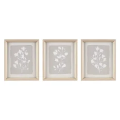 Framed Art-Kirkland's Home Neutral Floral Sprigs 3-Pc. Framed Art Set White/Gray