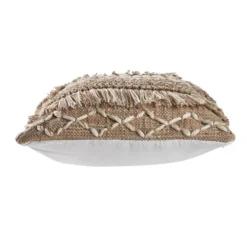 Pillows-Kirkland's Home Neutral Geometric Fringe Accent Pillow Brown