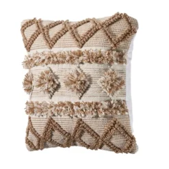 Pillows-Kirkland's Home Neutral Geometric Pom Pom Pillow Brown